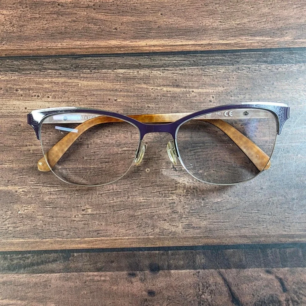 Kate Spade Brieana B3V Purple Tortoise Cat Eye‎ Semi Rimless Eyeglass 52-17-140